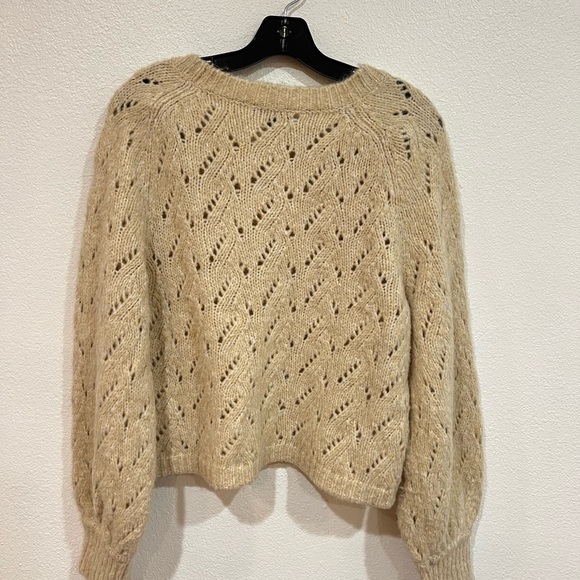 J. Crew Pointelle Wool Blend Sweater Crewneck Women’s Size Medium - Picture 3 of 5